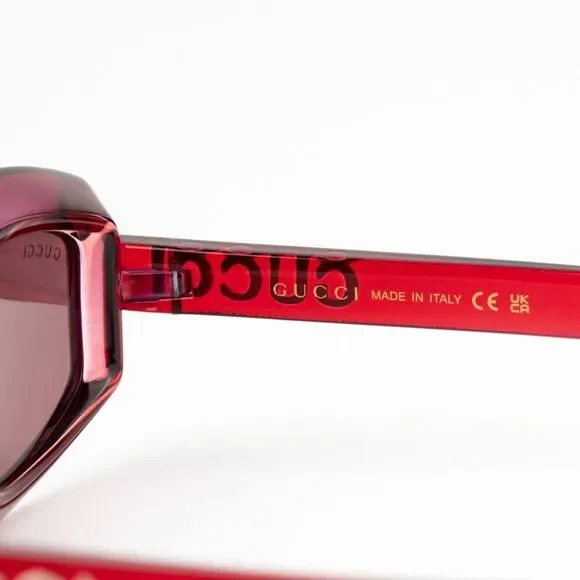 NEW Gucci GG1719S 004 Transparent Red Violet Women Square Sunglasses GG 1719S
